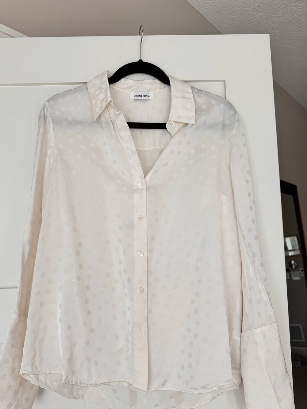 Anine Bing Ivory polka dot button down